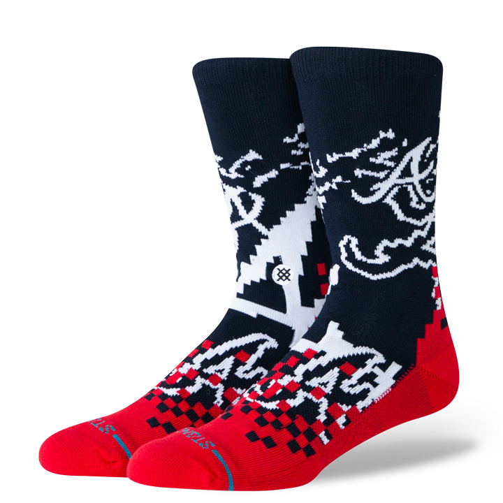 Medias L Stance MLB DIAMOND PIXEL ATL FreshTek - AzulM c Rojo - Corta