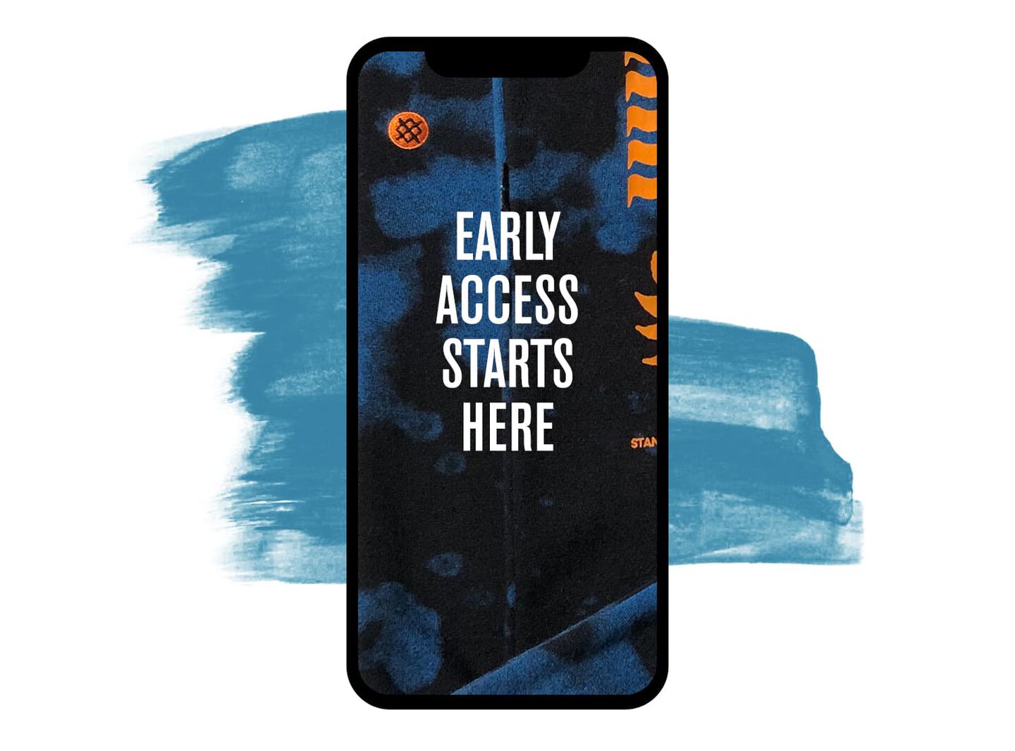 Image of a phone on a white background, the screen reads "Early access starts here"