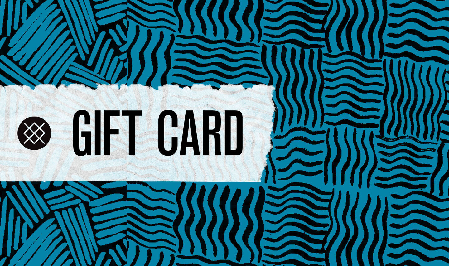 Blue and black pattern with text overlay that reads "Gift card"